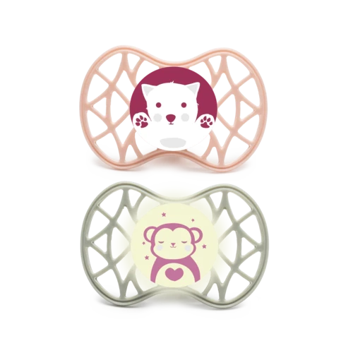 Jeu de 2 tétines avec tétine orthodontique ou symétrique 0m+/ 6m+
