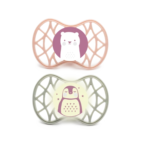 Jeu de 2 tétines avec tétine orthodontique ou symétrique 0m+/ 6m+