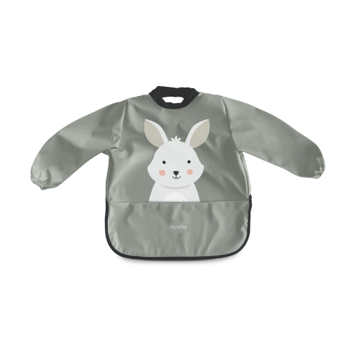 Nombear Bavaglino Con Maniche Per Bimbo – Impermeabile, Con Tasca, Per Svezzamento 6-18 Mesi – Arancione Coriandoli - 2