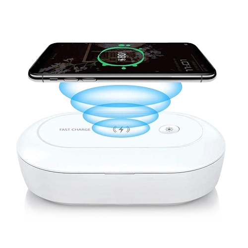 UV sterilization box with wireless charging mat