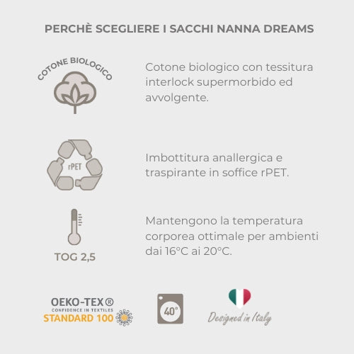 NUVITA Sacco Nanna Dreams con Piedi Tog 2.5 Beige Sacco Nanna Dreams con  Piedi 90200